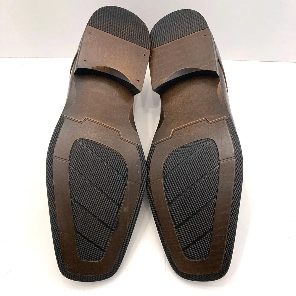 Joseph Abboud Dress Loafers‎ Shoes Brown Leather Square Apron Toe Men's 11.5M